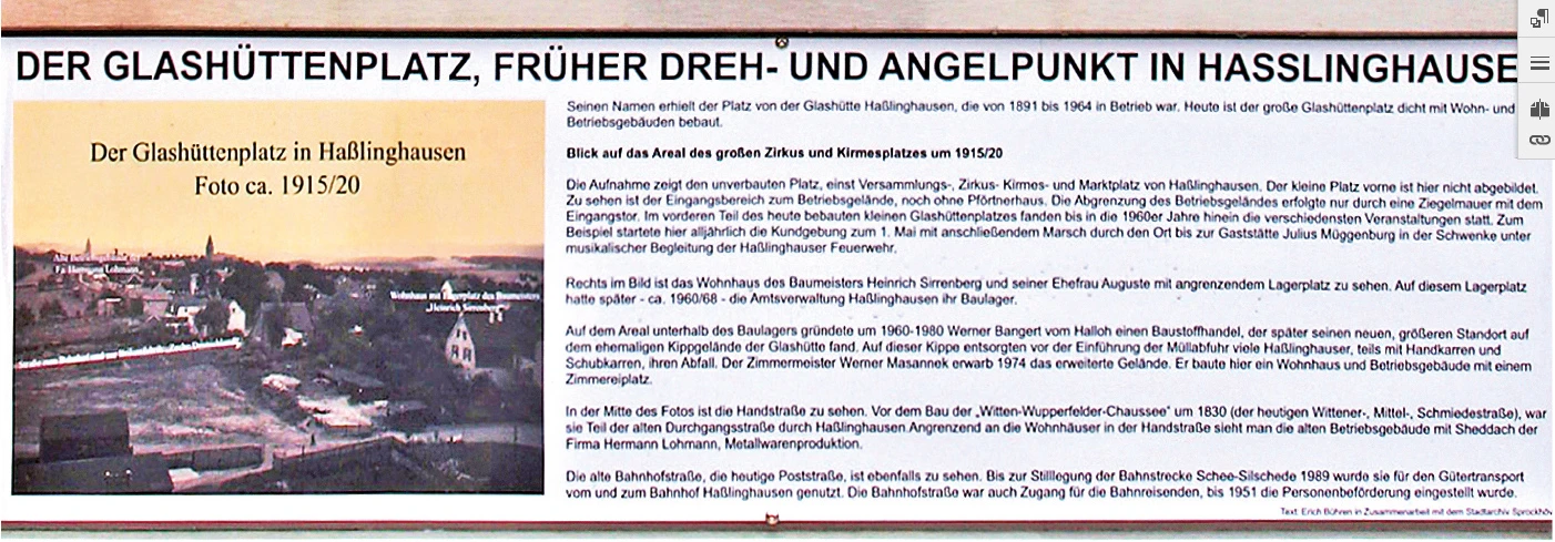 Schautafel Glashüttenplatz
