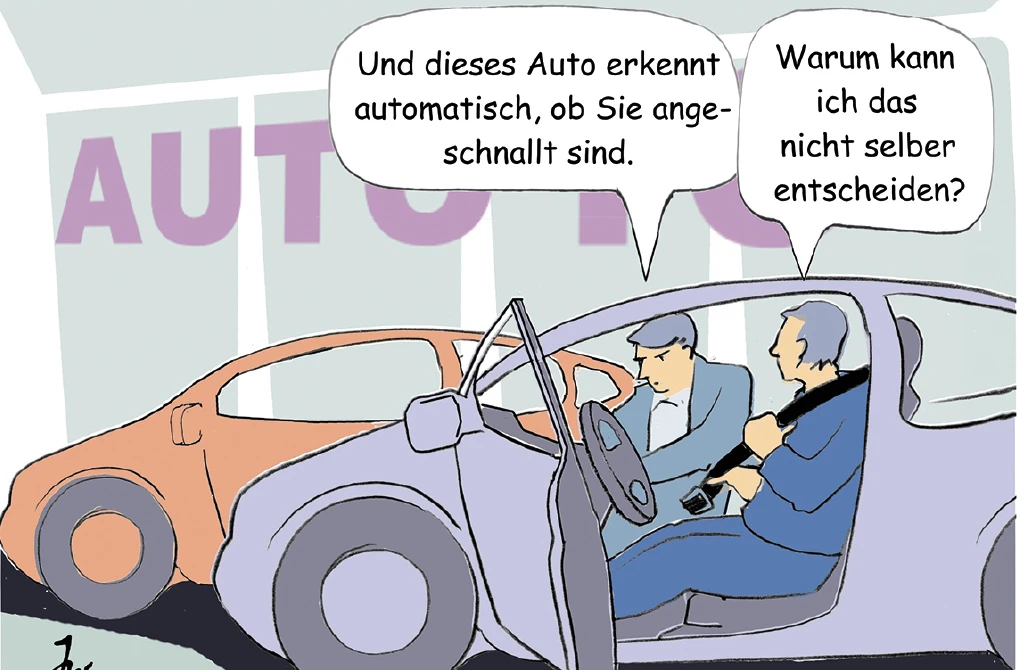 Cartoon: Gurt-Tragen im Auto