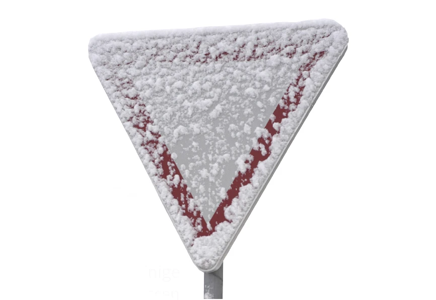 Beschneites Straßenschild