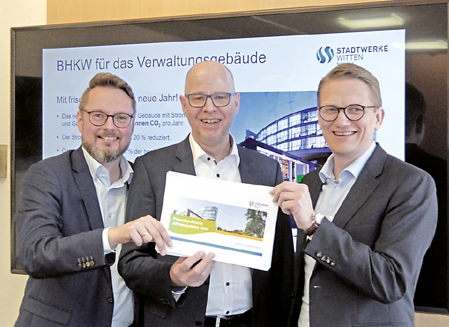 Markus Borgiel, Vertrieb und Beschaffung; Rainer Altenberend, Energie- und Wasserversorgung; und Andreas Schumski, Geschäftsführer der Stadtwerke.