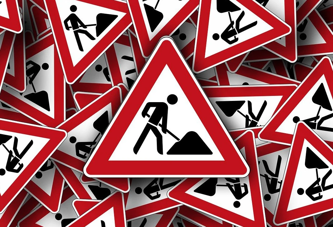 Schild Baustelle