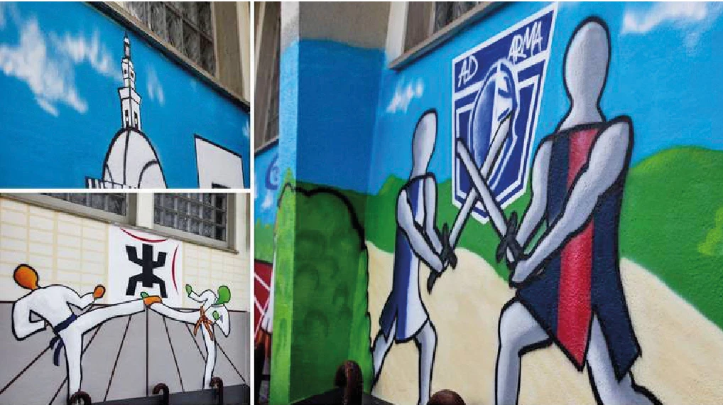 Graffitis an der Jahnhalle