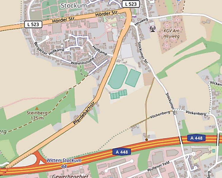 Landkarte Vöckenberg, Witten-Annen